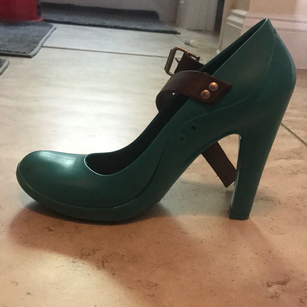 Marni green plastic with leather belt shoe
